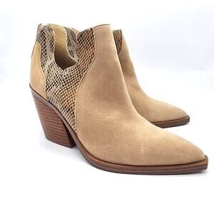 Vince Camuto Gannilla Suede & Snake Point Toe Ankle Western Boot 5.5M NWOB